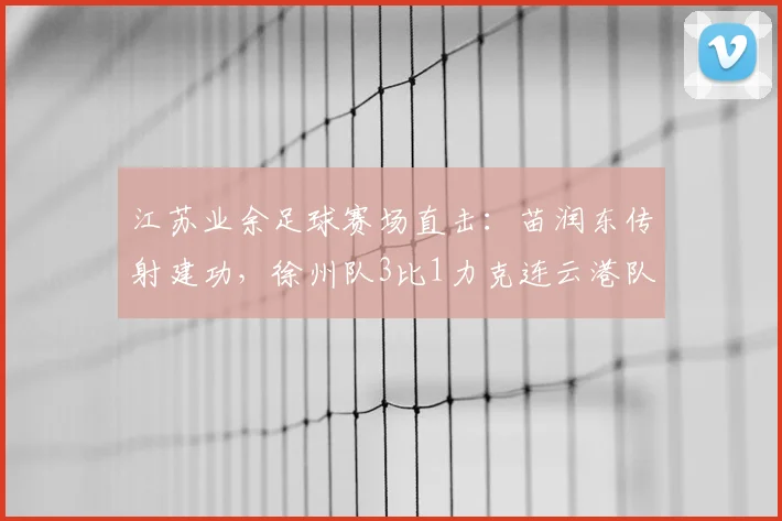 江苏业余足球赛场直击:苗润东传射建功,徐州队3比1力克连云港队,家有润东顺水又顺风